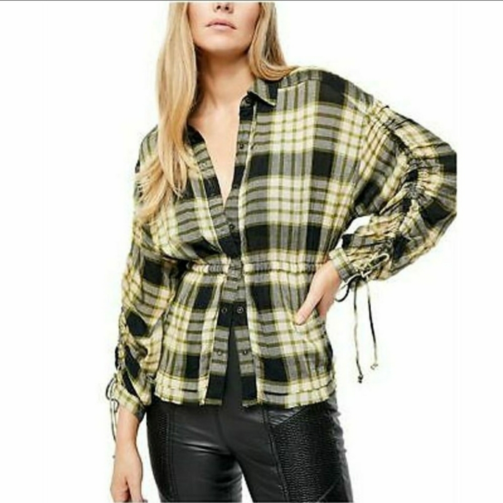 Free People Pacific Dawn Plaid Top